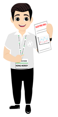 Nong Moroy with electric bill graphics
